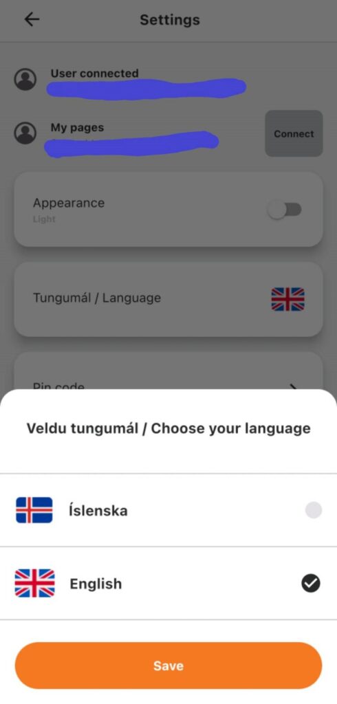 Klappið の言語を英語に変更する