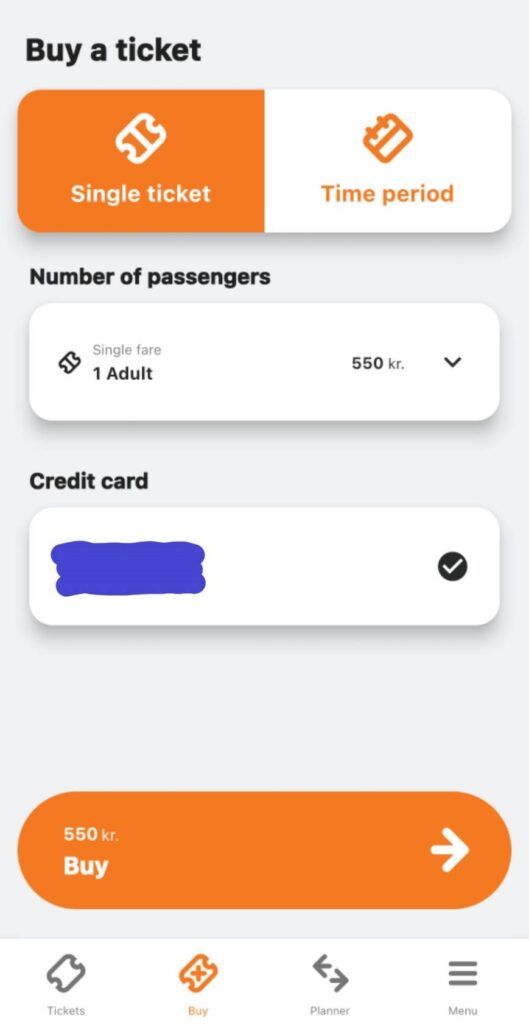 Klappið で乗車チケットを購入する