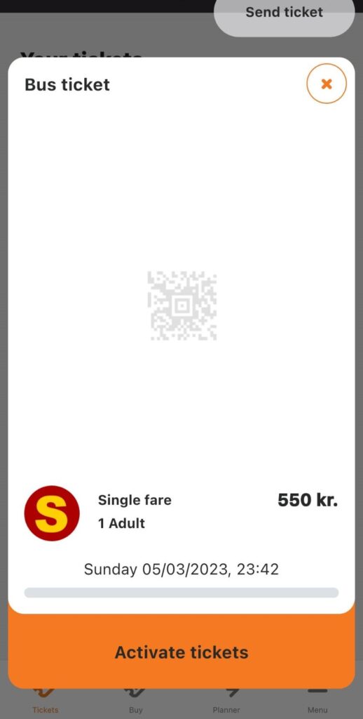 QRコードを表示する画面